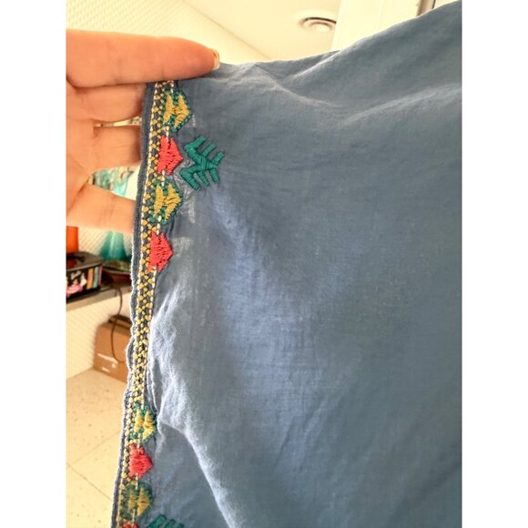 Johnny Was Womens Caftan One Size  Blue Cotton Embroidered Round Neck Boho - Picture 7 of 11